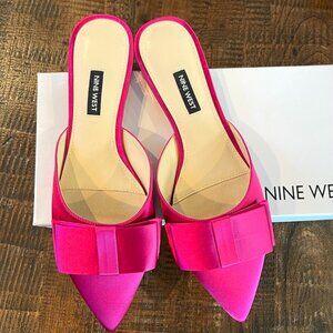 NINE WEST Fuchsia Satin Bow Flats